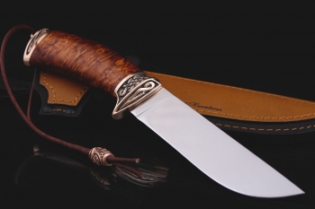 Нож "Филин" клинок х12мф. Рукоять Бронза, карельская береза.